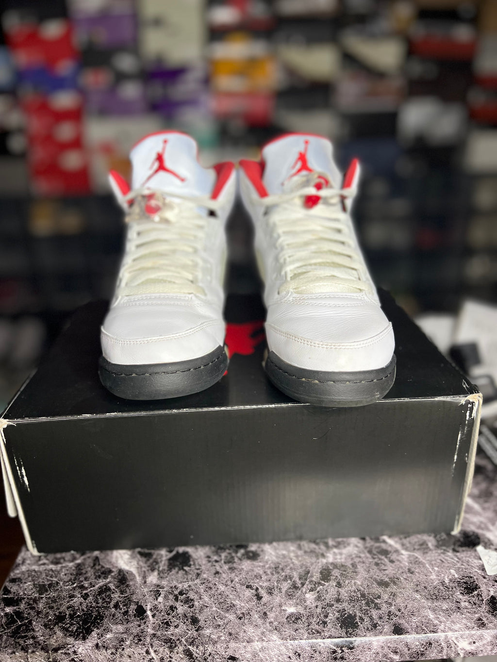 Air Jordan 5 Retro “Fire Red Silver Tongue” (GS -6Y) *Pre-Loved*