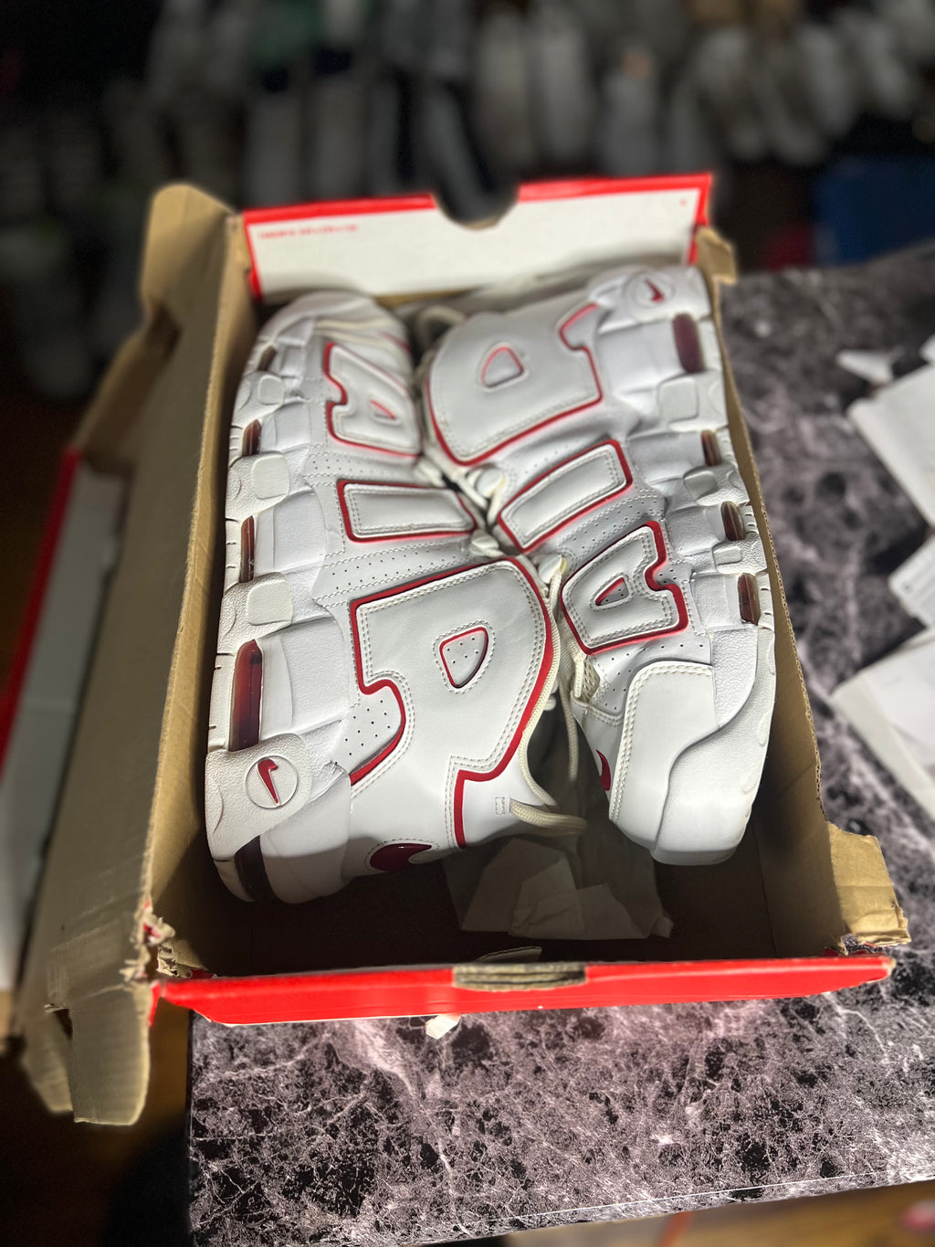 Nike Air More Uptempo "White Varsity Red Outline" (11M) *Pre-Loved*