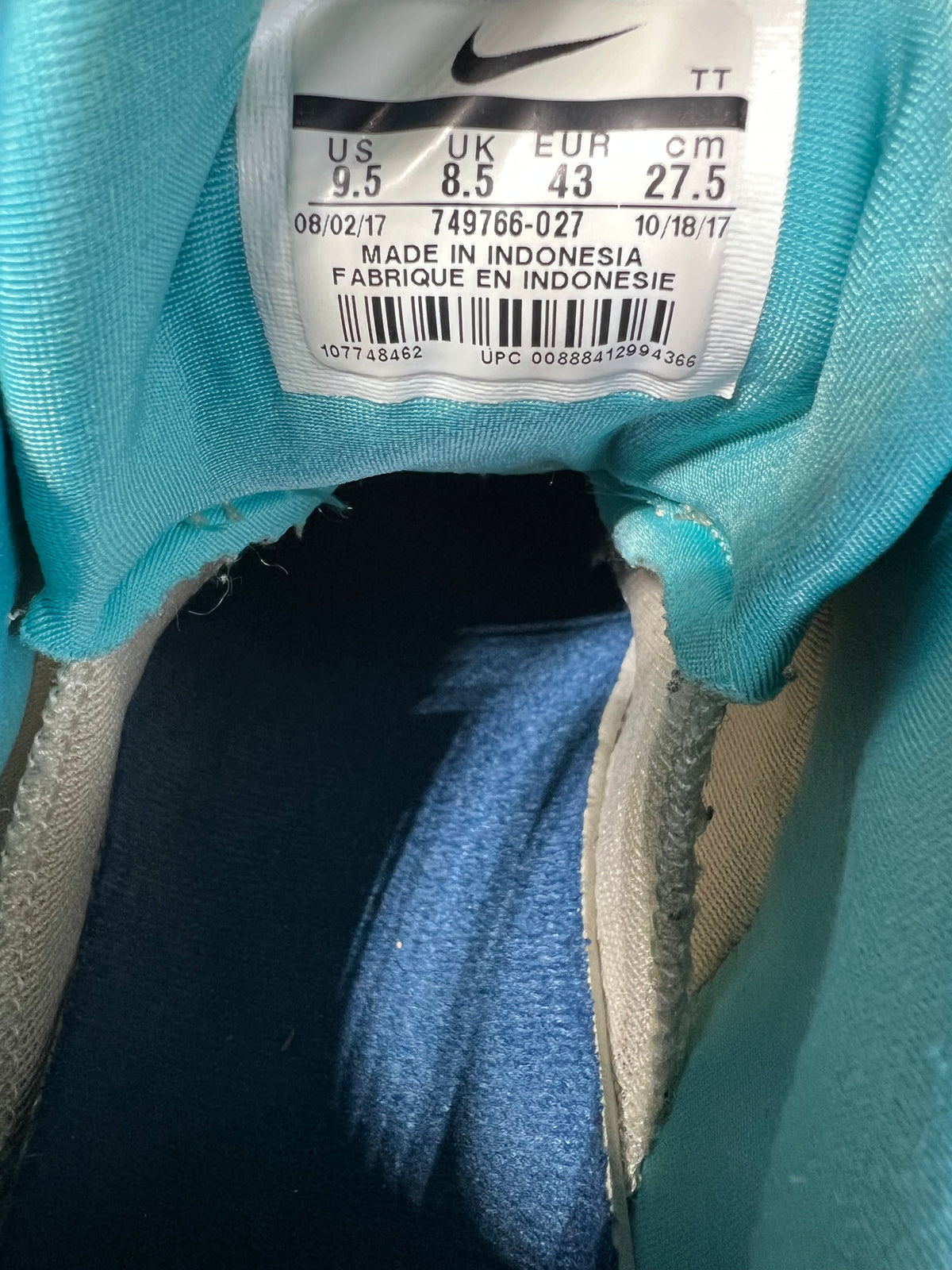 Nike Air Max 95 “Light Bone Sport Turquoise” (9.5M) *Pre-Loved*