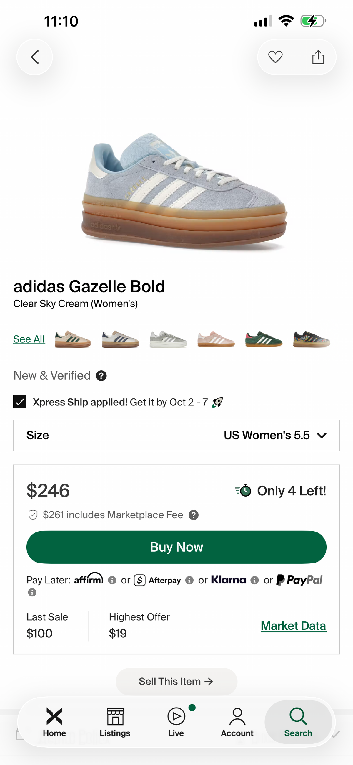 Adidas Gazelle Bold “Clear Sky Cream” (5.5W) *NEW*