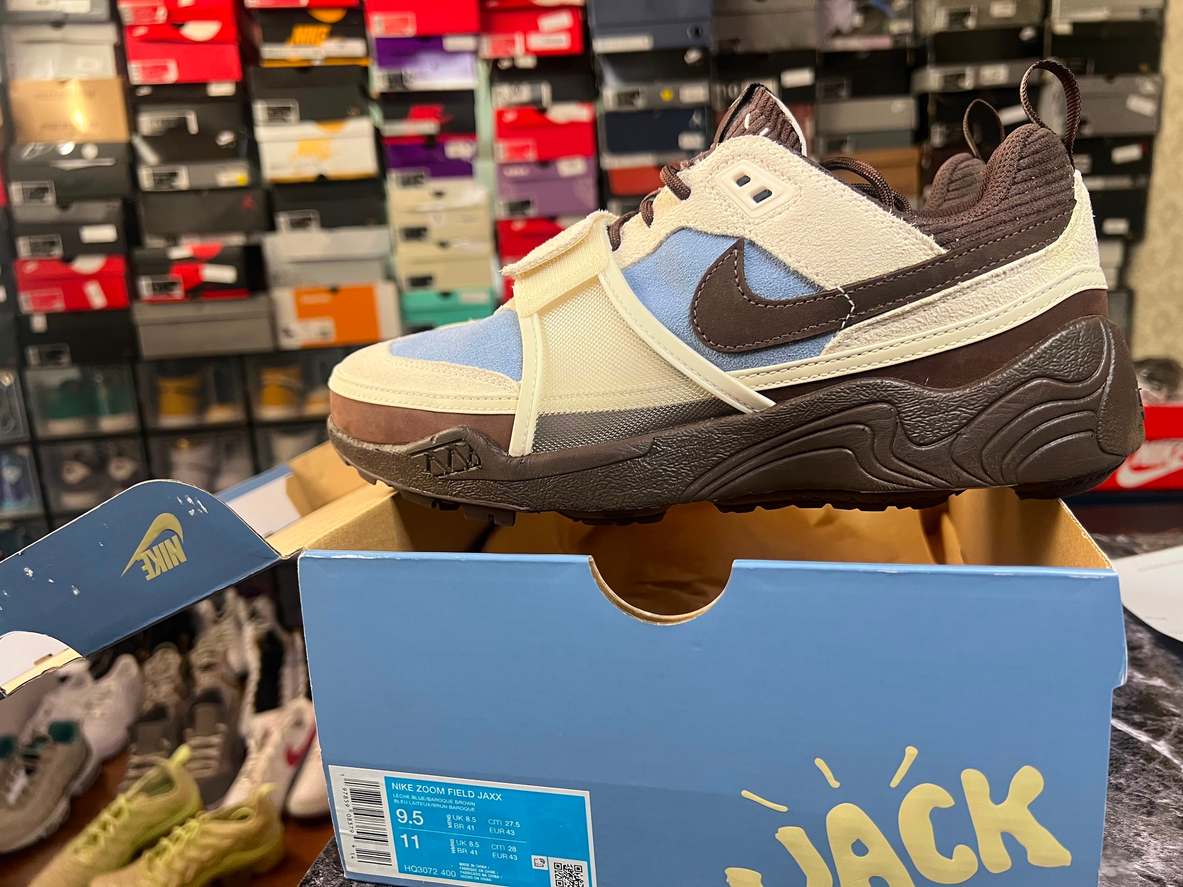 The Travis Scott x Nike Zoom Field Jaxx 'Leche Blue' (SKU: HQ3072-400) *NEW*